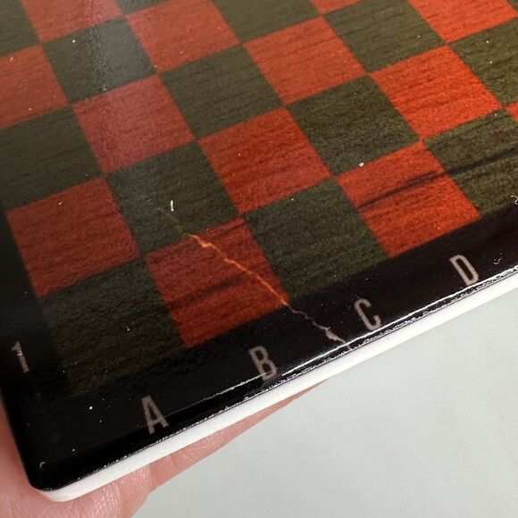4 Piece Ceramic Game Coaster Set Cork Back Checker Chess Inspired Red Shed Gift - Picture 13 of 13
